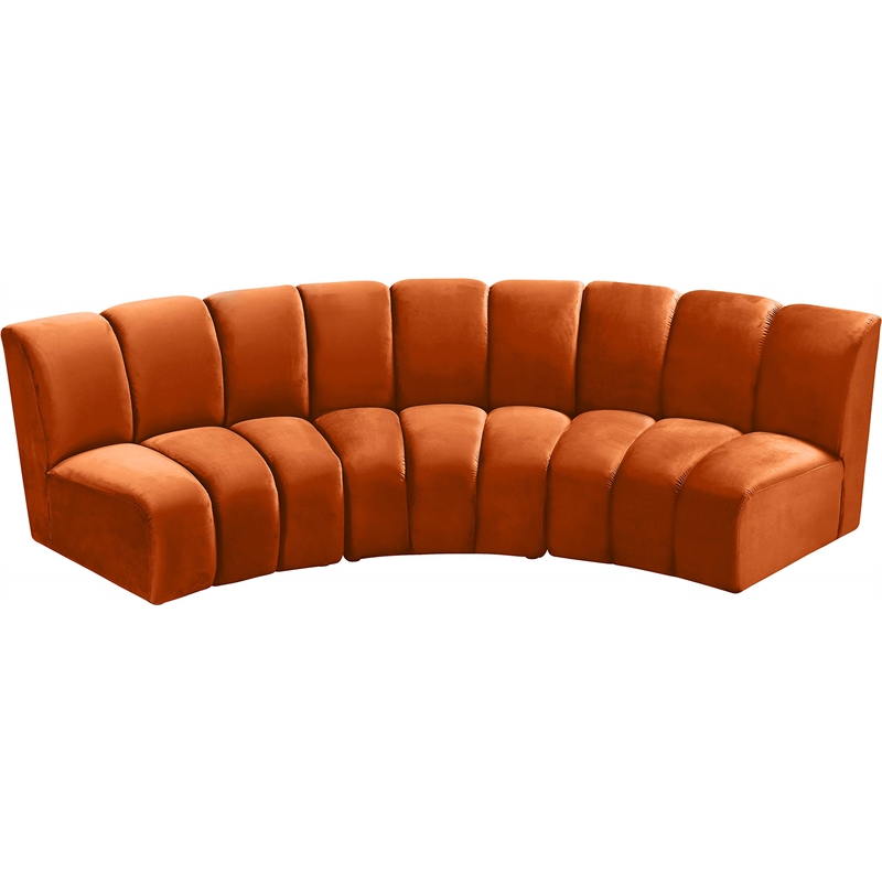 Maklaine 9-Piece Contemporary Velvet Modular Sectional in Mahogany
