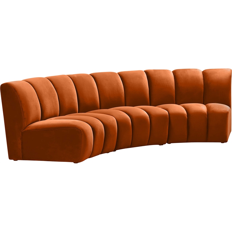 Maklaine 9-Piece Contemporary Velvet Modular Sectional in Mahogany