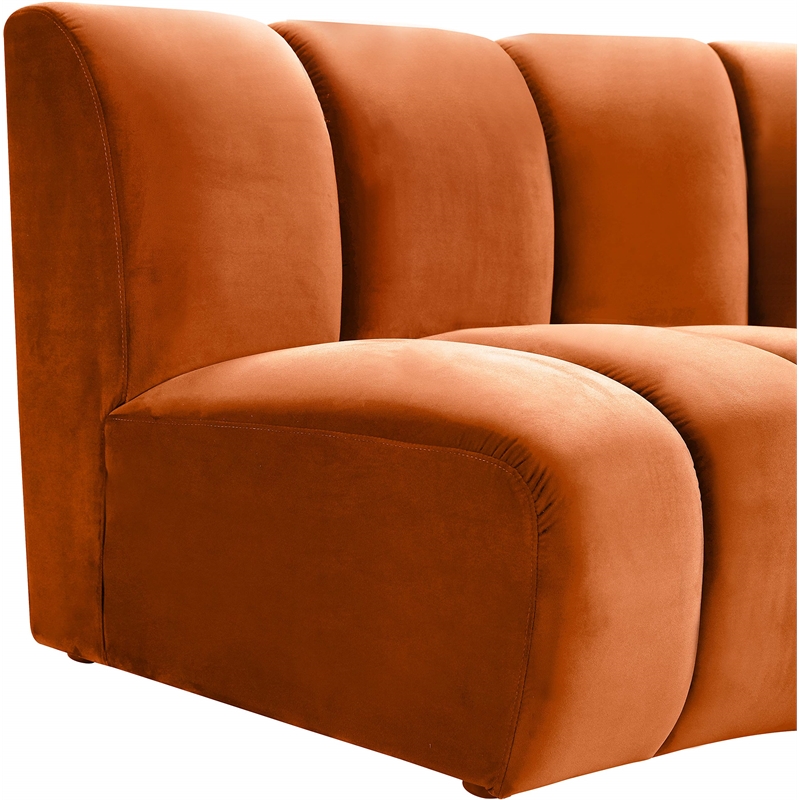 Maklaine 9-Piece Contemporary Velvet Modular Sectional in Mahogany