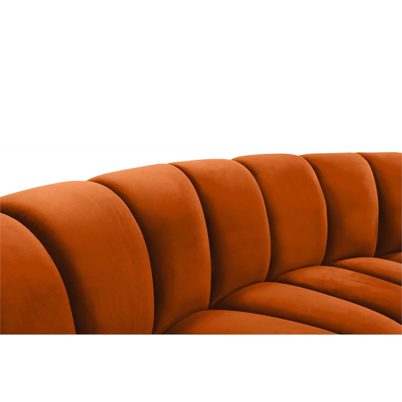 Maklaine 9-Piece Contemporary Velvet Modular Sectional in Mahogany