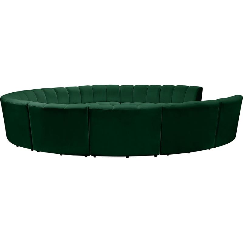 Maklaine 11-Piece Contemporary Velvet Modular Sectional in Green