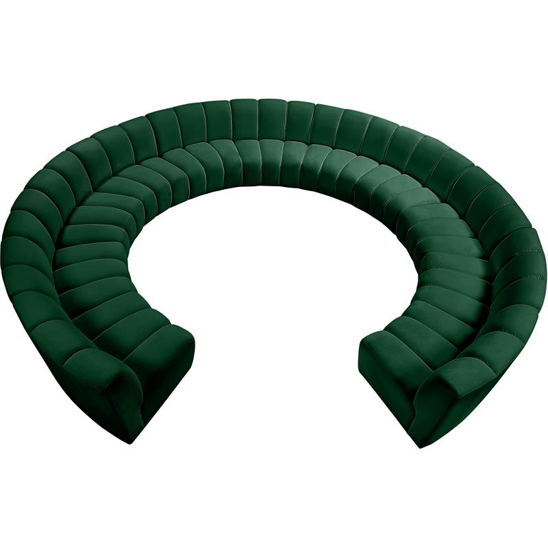 Maklaine 11-Piece Contemporary Velvet Modular Sectional in Green