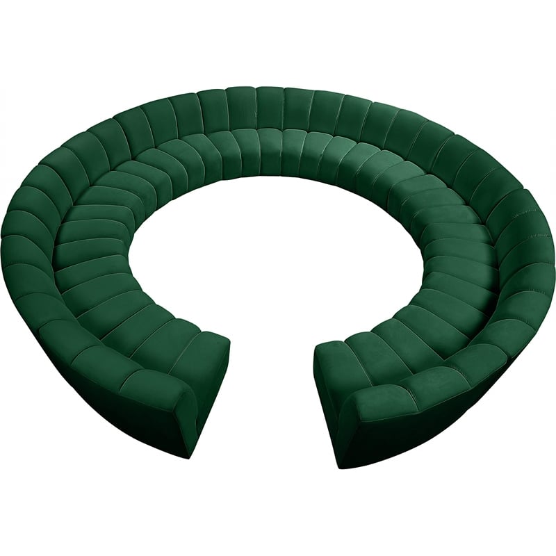 Maklaine 12-Piece Contemporary Velvet Modular Sectional in Green