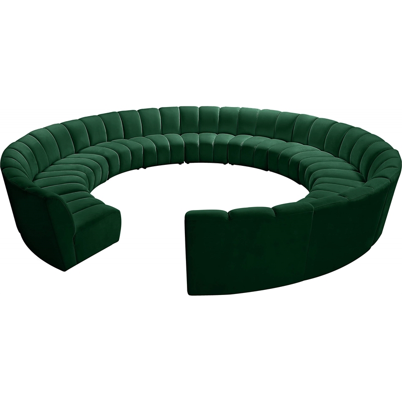 Maklaine 12-Piece Contemporary Velvet Modular Sectional in Green