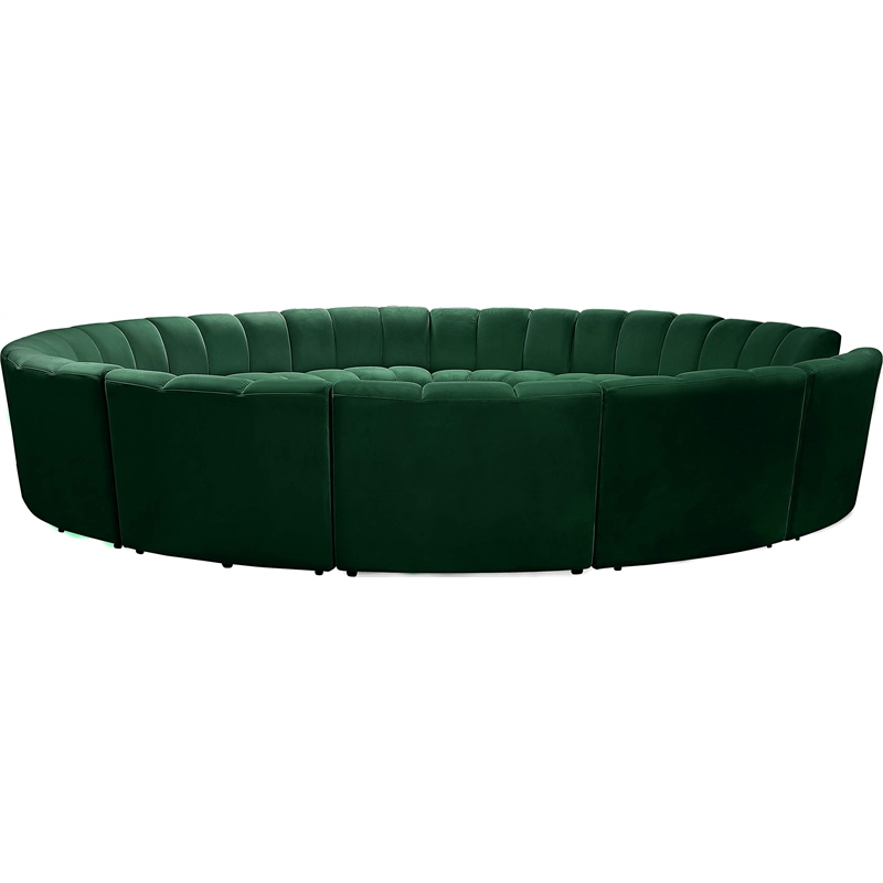 Maklaine 12-Piece Contemporary Velvet Modular Sectional in Green