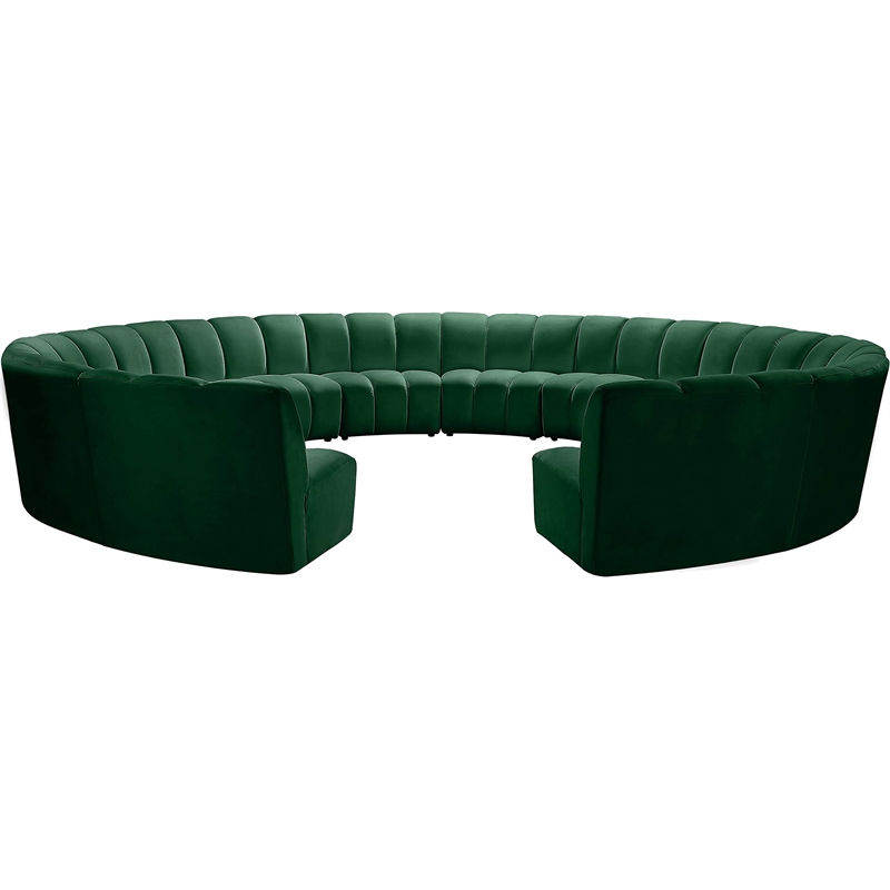 Maklaine 12-Piece Contemporary Velvet Modular Sectional in Green