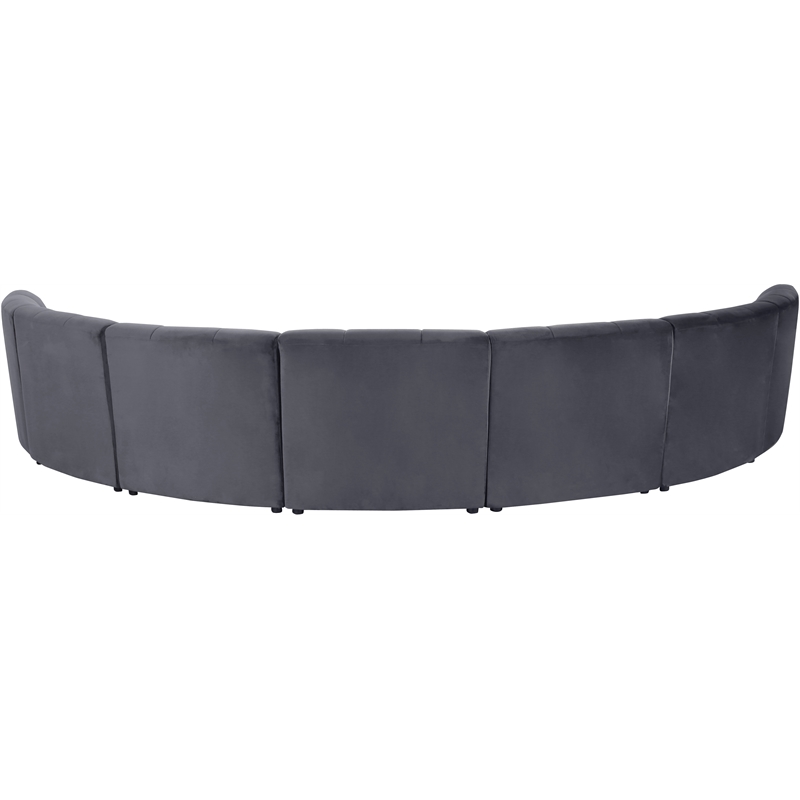 Maklaine 7-Piece Modular Contemporary Velvet Sectional Sofa in Gray