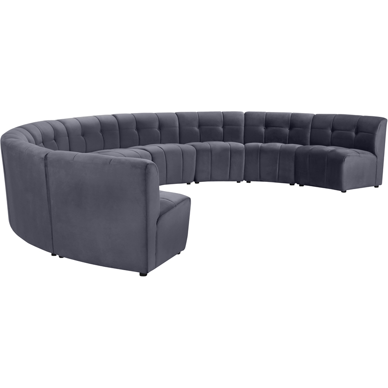 Maklaine 9-Piece Modular Contemporary Velvet Sectional Sofa in Gray