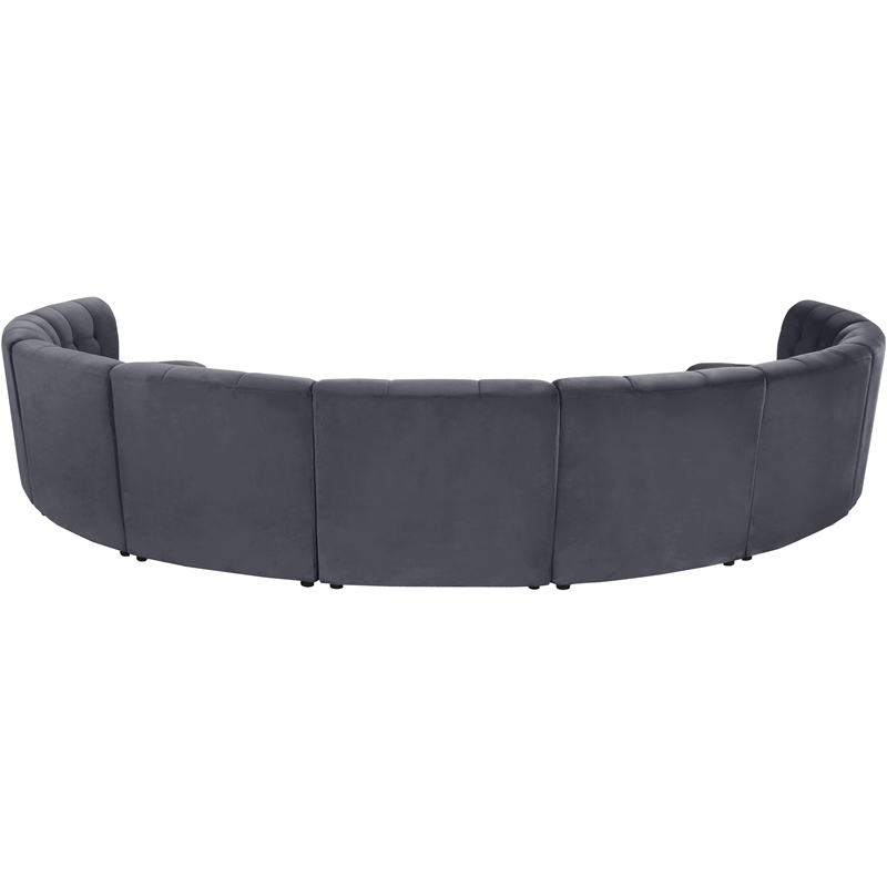 Maklaine 9-Piece Modular Contemporary Velvet Sectional Sofa in Gray
