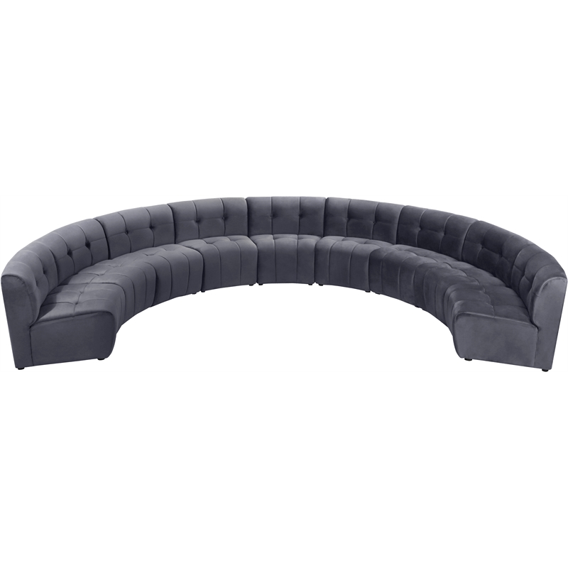 Maklaine 9-Piece Modular Contemporary Velvet Sectional Sofa in Gray