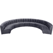 Maklaine 9-Piece Modular Contemporary Velvet Sectional Sofa in Gray