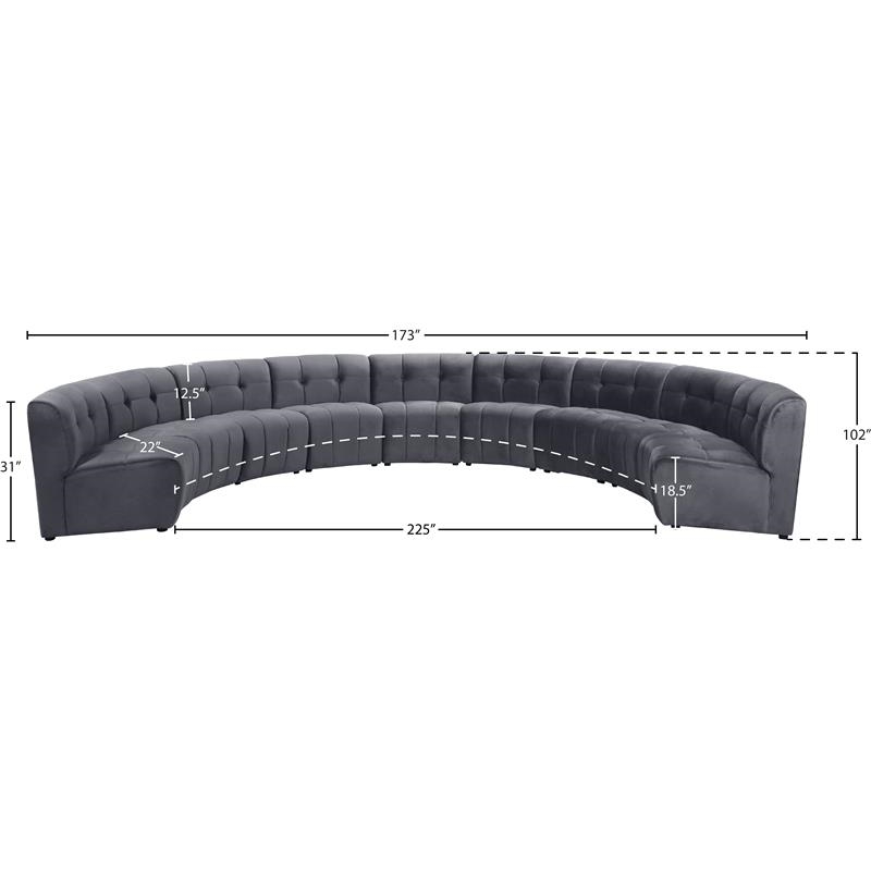 Maklaine 9-Piece Modular Contemporary Velvet Sectional Sofa in Gray