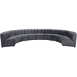 Maklaine 9-Piece Modular Contemporary Velvet Sectional Sofa in Gray