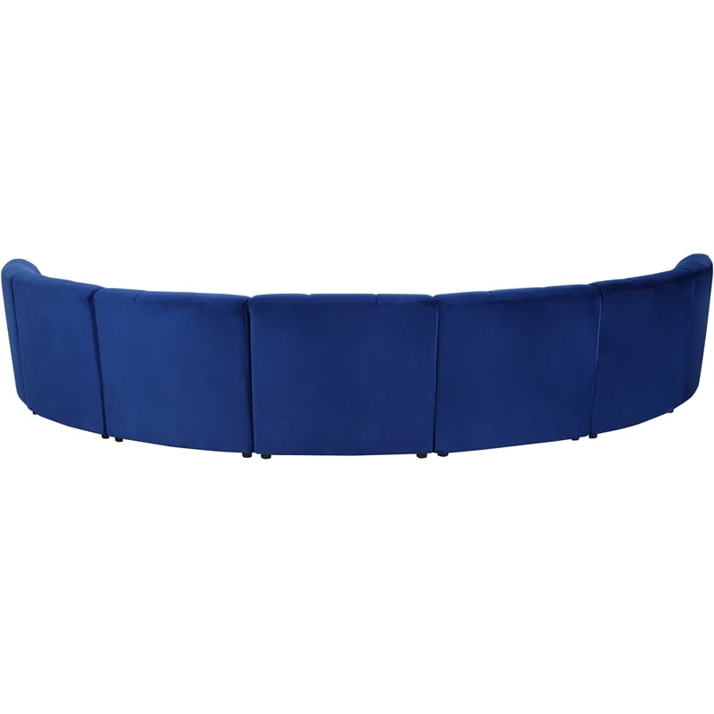 Maklaine 7-Piece Modular Contemporary Velvet Sectional Sofa in Navy
