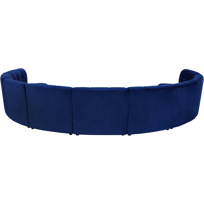 Maklaine 9-Piece Modular Contemporary Velvet Sectional Sofa - Navy