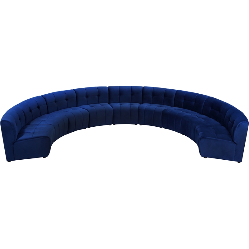 Maklaine 9-Piece Modular Contemporary Velvet Sectional Sofa - Navy