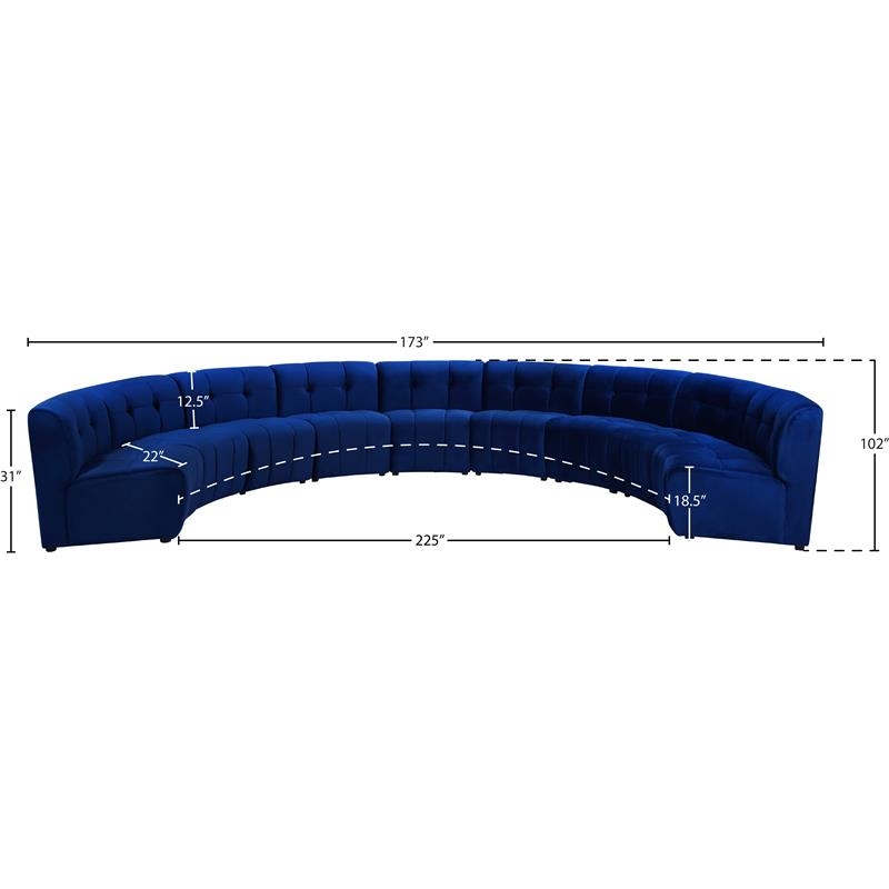 Maklaine 9-Piece Modular Contemporary Velvet Sectional Sofa - Navy