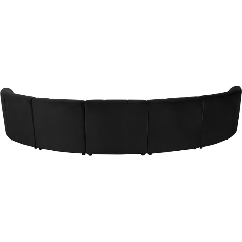 Maklaine 7-Piece Modular Contemporary Velvet Sectional Sofa in Black