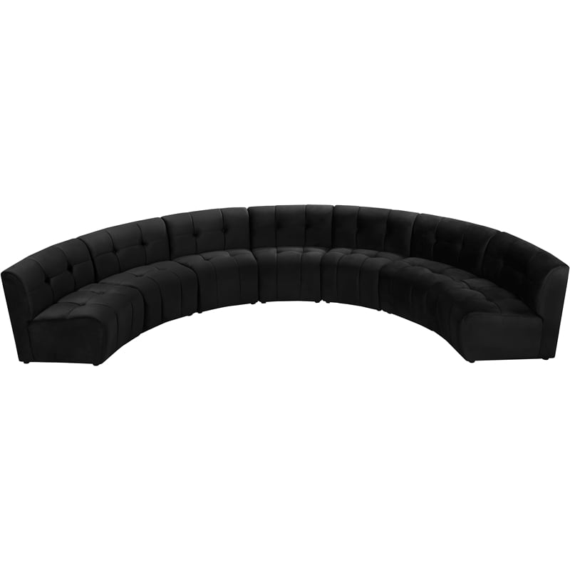 Maklaine 7-Piece Modular Contemporary Velvet Sectional Sofa in Black