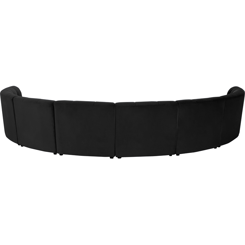 Maklaine 8-Piece Modular Contemporary Velvet Sectional Sofa - Black