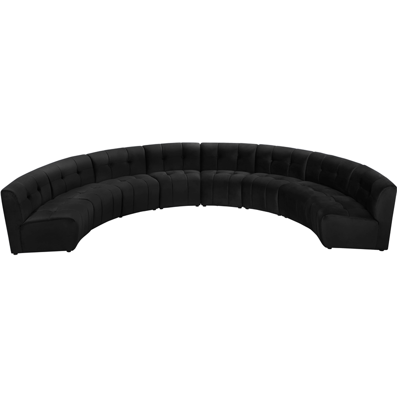 Maklaine 8-Piece Modular Contemporary Velvet Sectional Sofa - Black