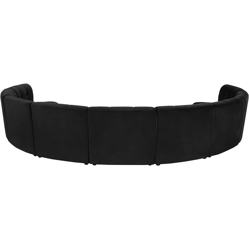 Maklaine 9-Piece Modular Contemporary Velvet Sectional Sofa in Black
