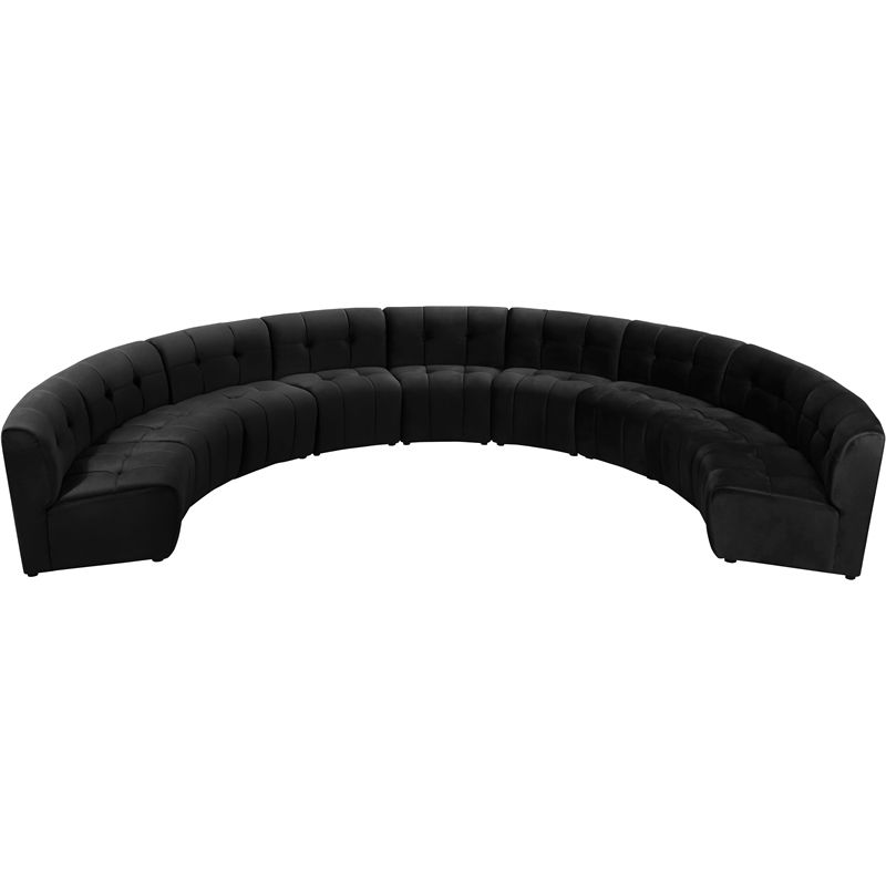 Maklaine 9-Piece Modular Contemporary Velvet Sectional Sofa in Black