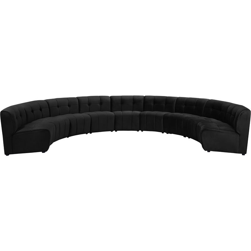 Maklaine 9-Piece Modular Contemporary Velvet Sectional Sofa in Black