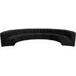 Maklaine 9-Piece Modular Contemporary Velvet Sectional Sofa in Black