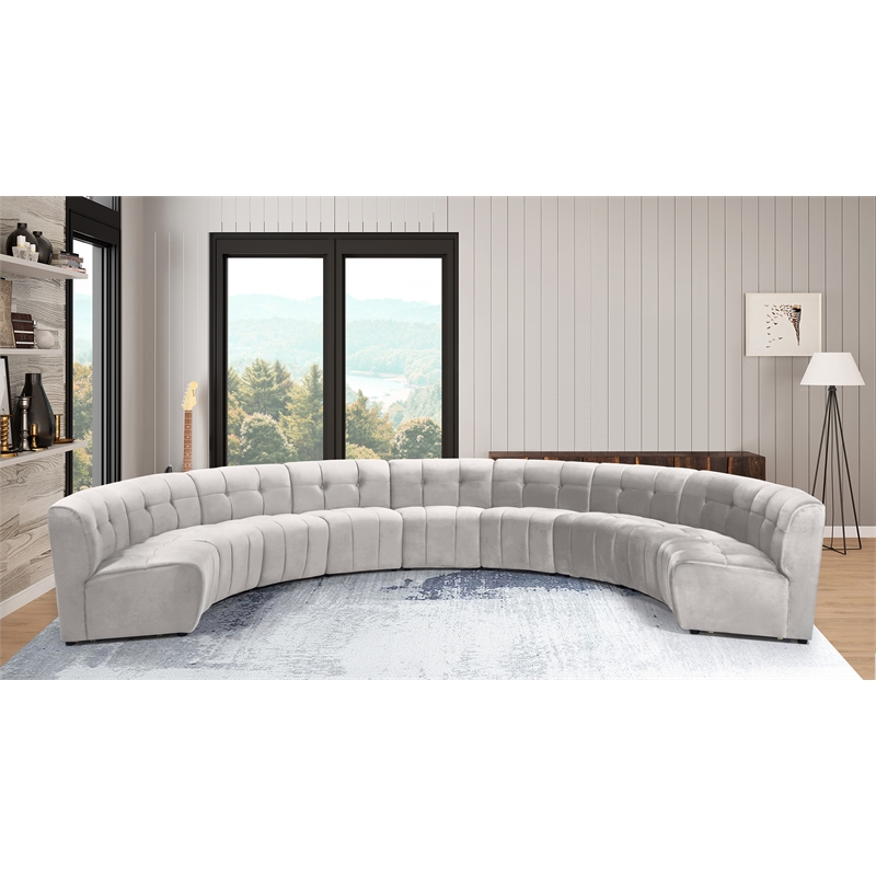 Maklaine 9-Piece Modular Contemporary Velvet Sectional Sofa in Cream