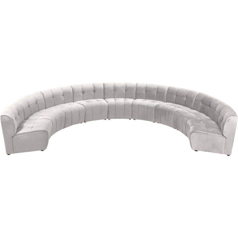 Maklaine 9-Piece Modular Contemporary Velvet Sectional Sofa in Cream