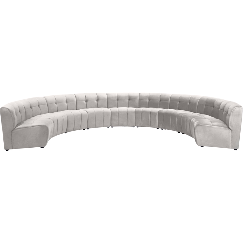 Maklaine 9-Piece Modular Contemporary Velvet Sectional Sofa in Cream