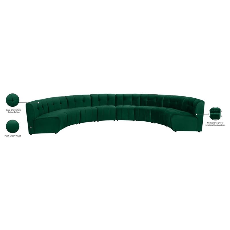 Maklaine 8-Piece Modular Contemporary Velvet Sectional Sofa in Green