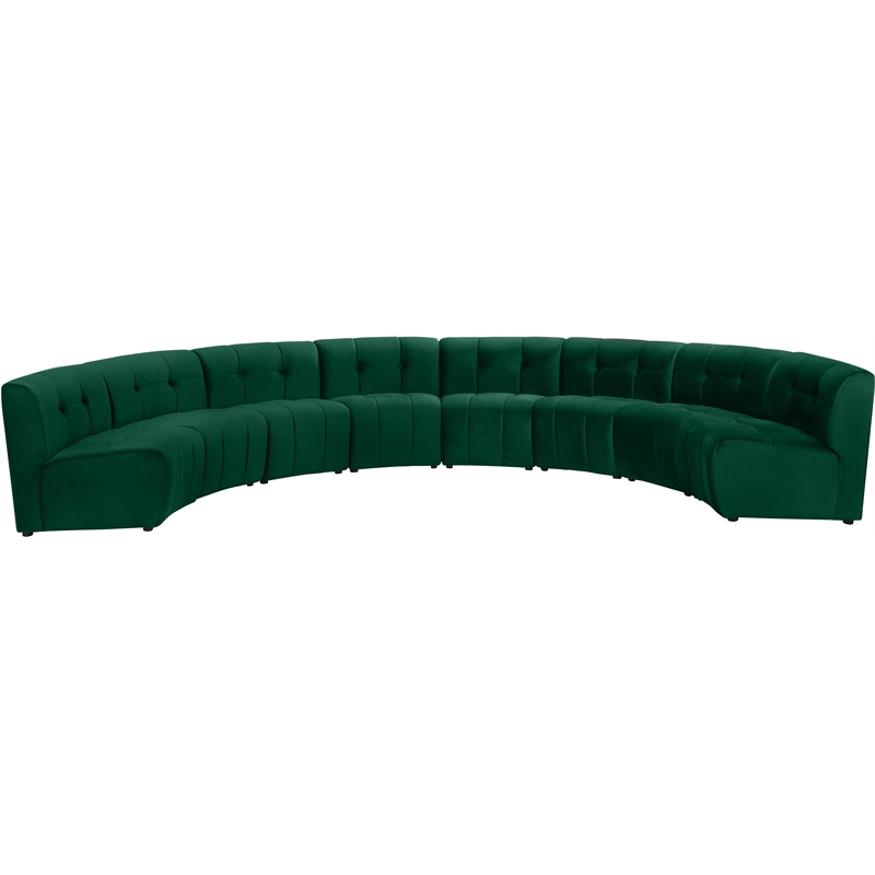 Maklaine 8-Piece Modular Contemporary Velvet Sectional Sofa in Green