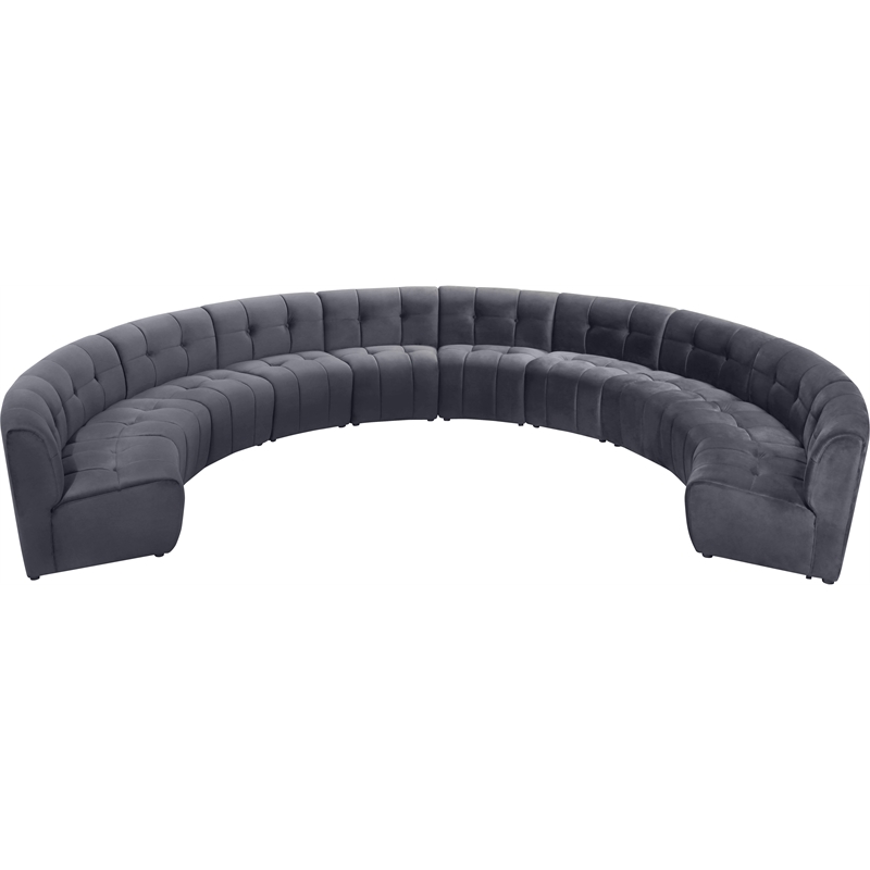 Maklaine 10-Piece Modular Contemporary Velvet Sectional Sofa in Gray