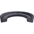 Maklaine 10-Piece Modular Contemporary Velvet Sectional Sofa in Gray