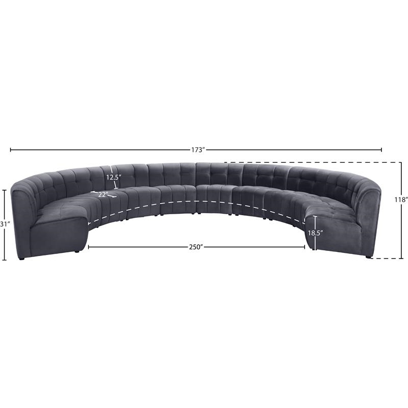 Maklaine 10-Piece Modular Contemporary Velvet Sectional Sofa in Gray
