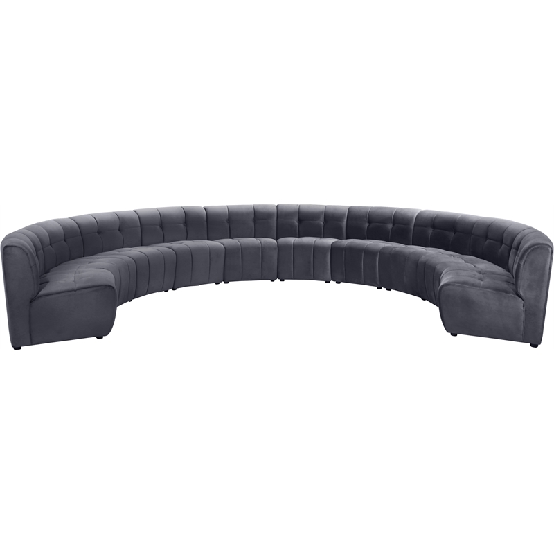 Maklaine 10-Piece Modular Contemporary Velvet Sectional Sofa in Gray