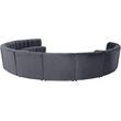 Maklaine 11-Piece Modular Contemporary Velvet Sectional Sofa in Gray