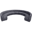 Maklaine 11-Piece Modular Contemporary Velvet Sectional Sofa in Gray