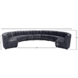 Maklaine 11-Piece Modular Contemporary Velvet Sectional Sofa in Gray
