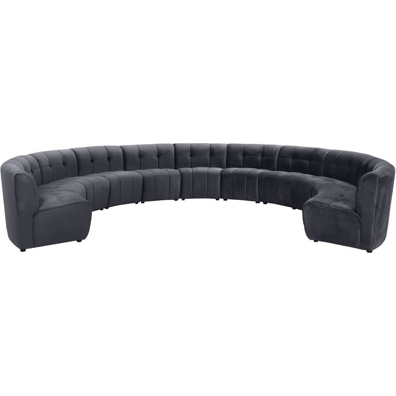 Maklaine 11-Piece Modular Contemporary Velvet Sectional Sofa in Gray