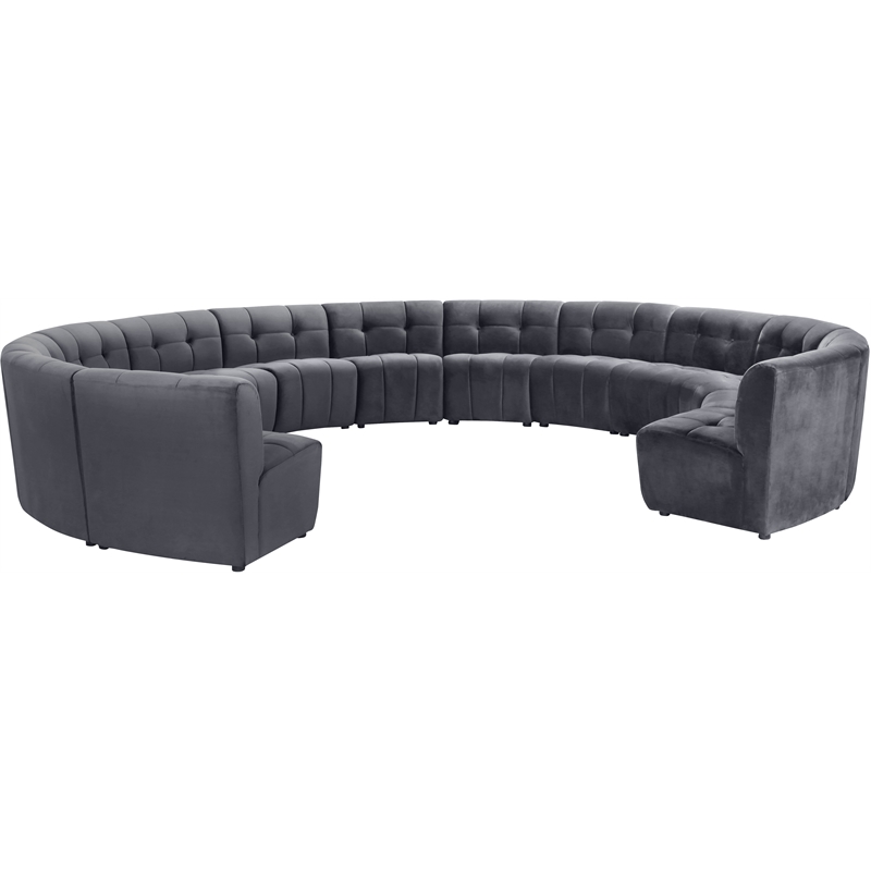 Maklaine 13-Piece Modular Contemporary Velvet Sectional Sofa in Gray