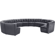Maklaine 13-Piece Modular Contemporary Velvet Sectional Sofa in Gray