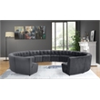 Maklaine 14-Piece Modular Contemporary Velvet Sectional Sofa in Gray