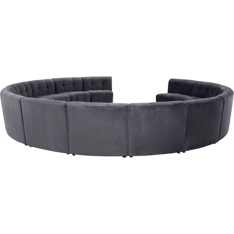 Maklaine 14-Piece Modular Contemporary Velvet Sectional Sofa in Gray