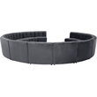 Maklaine 14-Piece Modular Contemporary Velvet Sectional Sofa in Gray