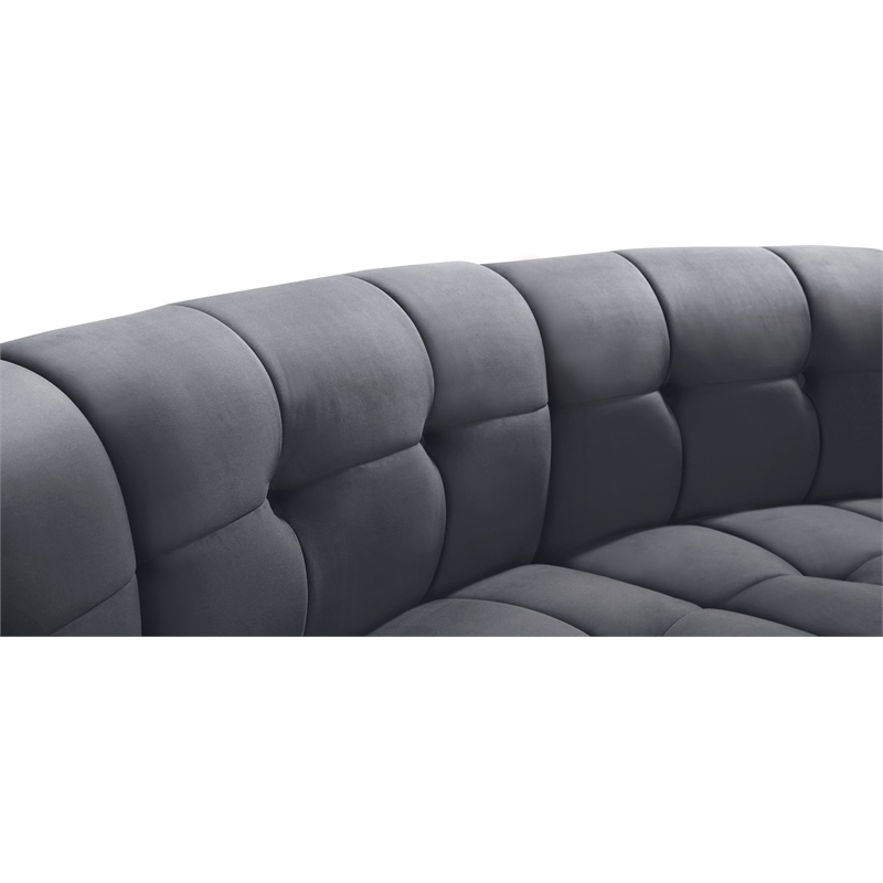 Maklaine 14-Piece Modular Contemporary Velvet Sectional Sofa in Gray