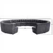 Maklaine 14-Piece Modular Contemporary Velvet Sectional Sofa in Gray