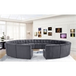 Maklaine 15-Piece Modular Contemporary Velvet Sectional Sofa in Gray
